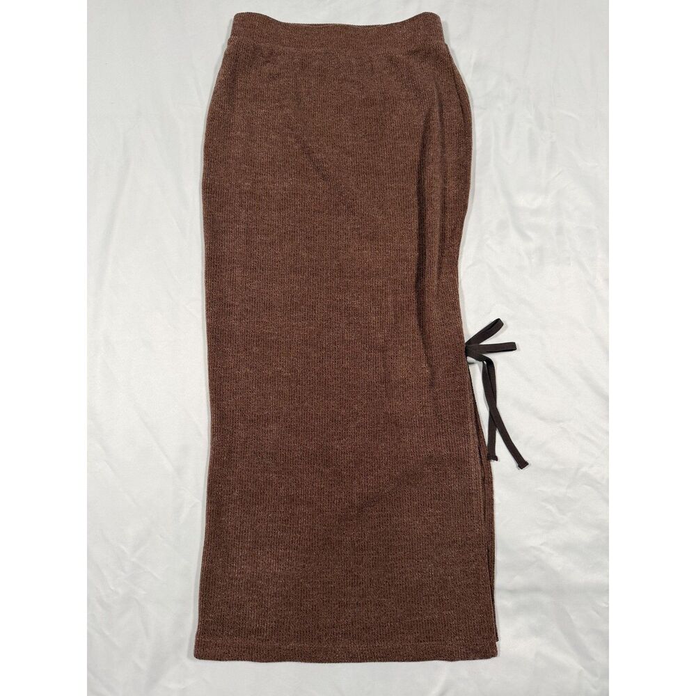 A New Day Brown Knit Side-Tie Pencil Midi Skirt Womens Size XS NWT Target Cozy